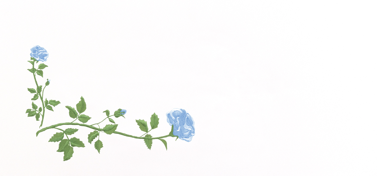 P 501 BL WT Corner Rose Blue White Faux